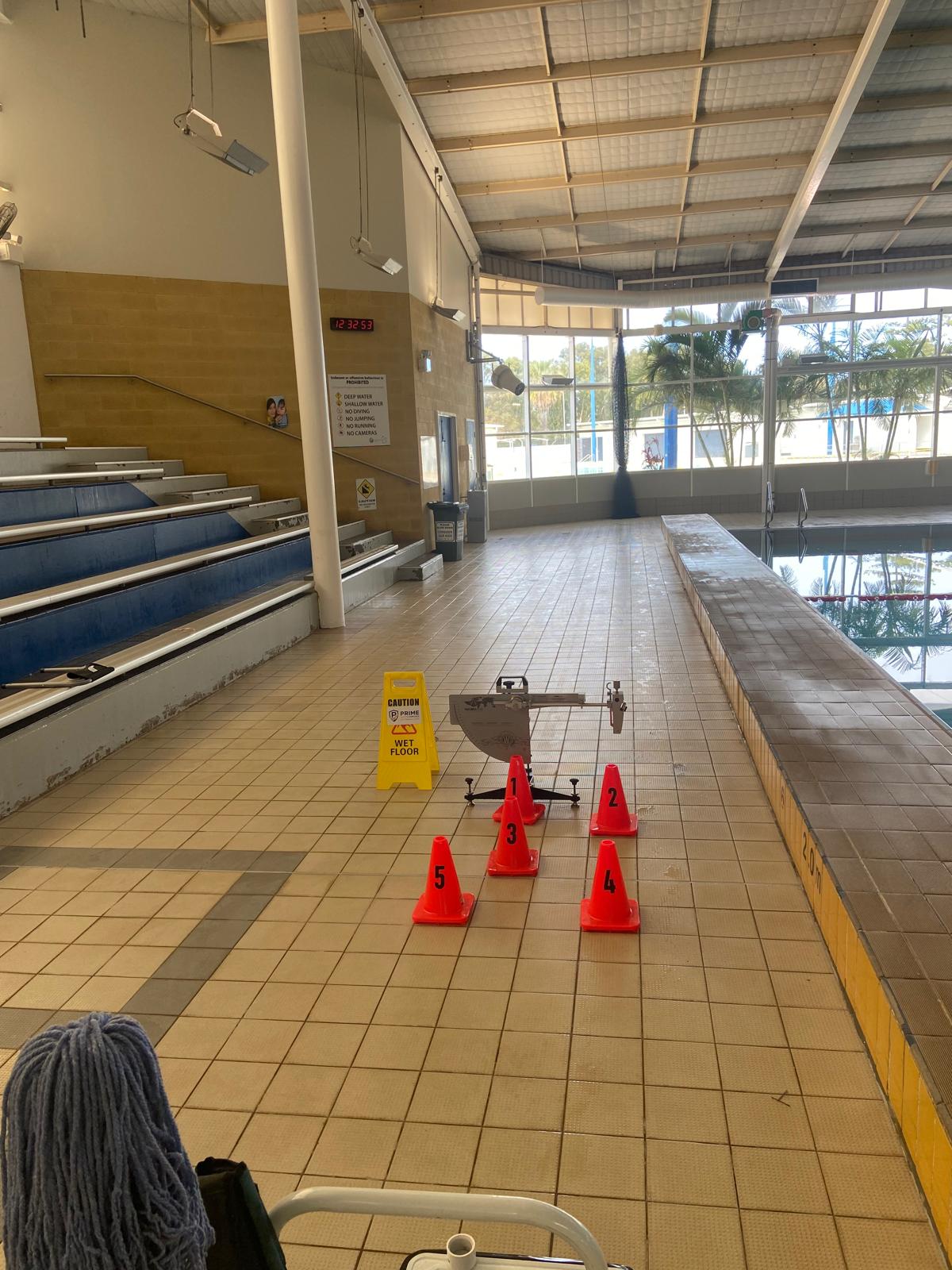 Commercial floor — wet testing area